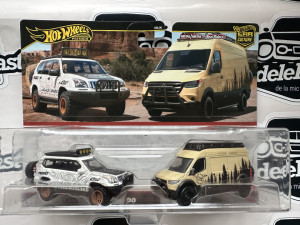 1:64 Hot Wheels Premium 2 Pack Set - '05 Toyota Land Cruiser Prado and Mercedes-Benz Sprinter Tourer