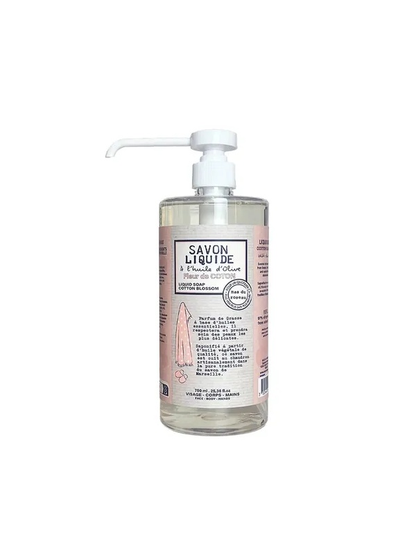Sapun lichid de Marsilia- Floare de Bumbac 750ml - Mas du Roseau