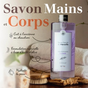 Sapun Lichid de Marsilia pentru corp si maini 1L - Lavanda - Img 2