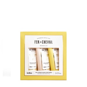 Set Creme pentru Maini cu unt de shea, ulei de masline si migdale 3 x 30ml - Miere si Migdale / Trandafir / Ceai Alb si Yuzu - Fer a Cheval