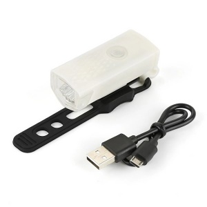Far cu LED proiector pentru bicicleta\trotineta, reincarcabil, cablu USB inclus, 3 moduri de lumina, IPX4, Alb, 6.5x2.9x2.3 cm