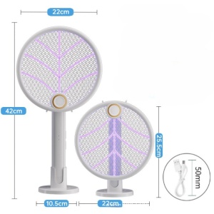 Lampa Electrica Impotriva Tantarilor, 42.5 x 22 x 10.5 cm, Reincarcabila cu Cablu USB Inclus, Plasa din Aluminum Alb - Img 3