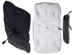 Parasolar Auto tip umbrela pentru parbriz, dimensiune 78 x 130 cm, culoare neagra