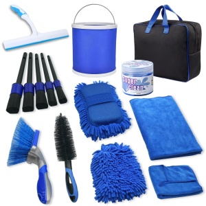 Set 15 Accesorii pentru Curatare Auto, din PP si Microfibra, Interior/Exterior