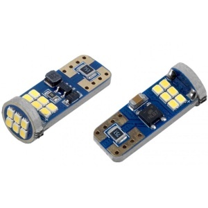 Set 2 becuri T10e, 18 LED-uri tip SMD2016, 12-24V, W5W, CANBUS - Img 2