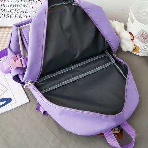 Set 4-in-1 pentru Scolari sau Prescolari - (rucsac, geanta de umar, plic elegant, penar), culoare VIOLET cu IEPURAS - Img 5