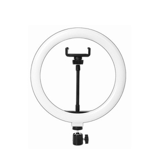 Lampa Circulara RingLight, din ABS, 120 LED-uri, 3 Culori de Lumina, 3 Trepte de Intensitate, Rotire 360, 26 cm Diametru, Negru