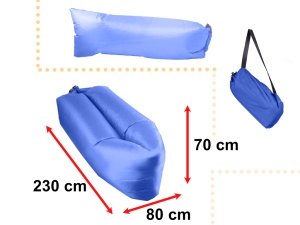 Saltea Autogonflabila "Lazy Bag" tip sezlong, 230 x 70cm, culoare Bleumarin, pentru camping, plaja sau piscina - Img 3