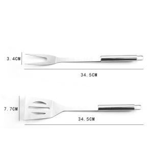 Set 14 Ustensile pentru Gratar cu Termometru, din Otel Inoxidabil, Geanta Oxford, Argintiu - Img 3