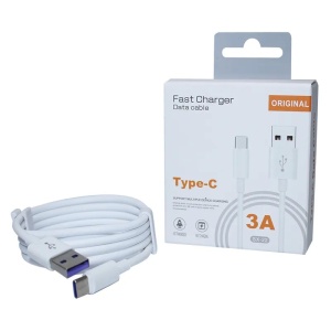 Cablu Date si Incarcare, SX-22, USB la Type-C, 3A Fast Charge, 1 m, cip protectie invelis rezistent la indoire TPE, Alb
