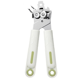 Desfacator de Conserve 3 in 1, Instrument pentru Deschis Conserve, Sticle, Otel inoxidabil, Simplu de Utilizat, Maner Anti alunecare, 21.5 x 4.7 cm Alb