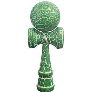 Kendama X Originala, Profesionala, Kendama Cracked, din Lemn, 18 cm, Verde Alb
