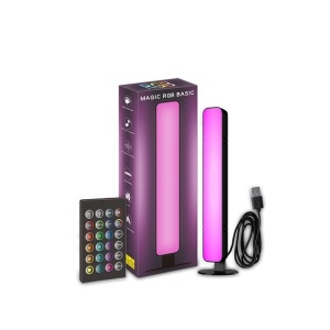 Lampa de Veghe, RGB Colorat, 14 LED, Putere 5V, Telecomanda cu 24 de Taste, Cablu USB, Negru, 25.5x4x3.5cm