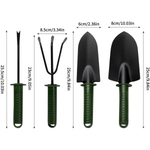 Set 4 Unelte de Gradina , pentru Plantare Prelucrare Sol si Ingrijire Plante, Material PVC si cardboard, 25 x 8.5 cm, verde - Img 2