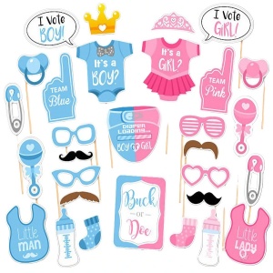 Set 43 de Accesorii pentru Petrecere Props - Gender Reveal - Albastru/Roz.