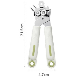 Desfacator de Conserve 3 in 1, Instrument pentru Deschis Conserve, Sticle, Otel inoxidabil, Simplu de Utilizat, Maner Anti alunecare, 21.5 x 4.7 cm Alb - Img 2