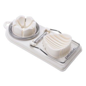 Feliator multifunctional pentru oua, mozzarela, fructe, 2 forme de feliere, agatatoare, 20 cm, Alb/Mov