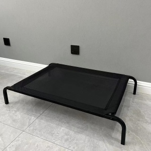 Pat pentru Animalele de Companie, din Plasa este Rezistent la Umiditate, Picioare de Otel, Respirabil, Marimea S 68 x 55 x 16 cm, Negru - Img 2