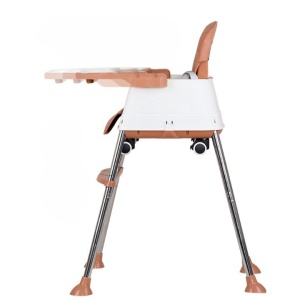 Scaun de Masa Pliabil 3in1, Reglabil, Multifunctional, 3 Pozitii, Masuta si Husa Detasabile, Roti, Centura de Siguranta, Ajustare Inaltime, Maro - Img 2