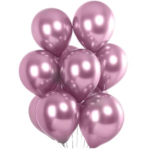 Set 10 Baloane din Latex Chrome, Model Party, 23 cm, Mov, 2.2 g