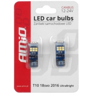 Set 2 becuri T10e, 18 LED-uri tip SMD2016, 12-24V, W5W, CANBUS - Img 3