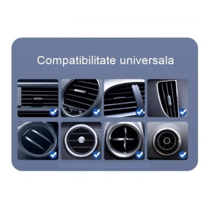 Suport Auto Telefon Prindere Grila Ventilatie, Tija Fixare Reglabila, Rotativ 90 grade - Img 2