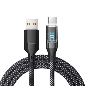Cablu de Date Type C + USB, Încarcare Super Rapida, 120 W, Afișaj Digital LED, 1 m, Negru
