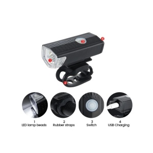Far cu LED proiector pentru bicicleta\trotineta, reincarcabil, cablu USB inclus, 3 moduri de lumina, IPX4, Negru, 6.5x2.9x2.3 cm - Img 2
