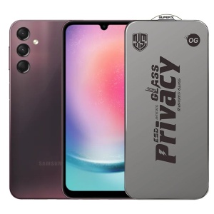 Folie de Protectie pentru Samsung Galaxy A24, Sticla Securizata ESD Antistatica, Super-X Privacy OG, Margini Negre, 0.30 mm, Transparent Inchis