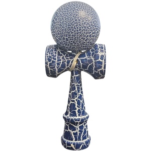Kendama X Originala, Profesionala, Cracked, din Lemn, 18 cm, Albastru/Alb