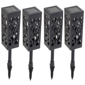 Set 4 lampi solare de gradina cu picior tip "Lampion" cu LED