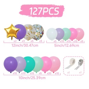 Baloane pentru Arcada HAPPY BIRTHDAY,baloane din Latex, Set Mix 127 Baloane Colorate, Multicolor - Img 2