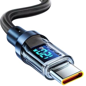 Cablu de Date Type C + USB, Încarcare Super Rapida, 120 W, Afișaj Digital LED, 1 m, Negru - Img 2