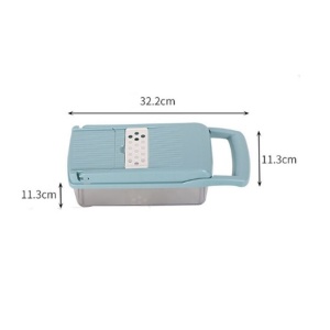 Feliator Multifunctional, Razatoare, 8 in 1, pentru Fructe si Legume, 10 Piese, Lame de Inox, Recipient Stocare, Separator Oua, Protectie Mana, ABS, 32.2x11.3 cm, Albastru/Alb - Img 4