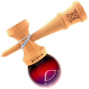 Kendama X Originala, Profesionala, Big Cups V2, Super Sticky din Lemn, 18 cm, Gradient Mov/Rosu/Negru - Img 2