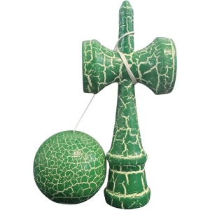 Kendama X Originala, Profesionala, Kendama Cracked, din Lemn, 18 cm, Verde Alb - Img 2