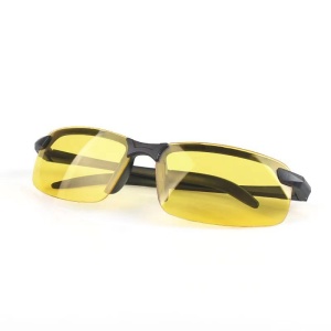 Ochelari pentru Viziune pe Timp de Noapte, Polarizati, pentru Condus, Ciclism, cu Lentila Galbena, pentru Protectie, Rama Neagra, Pc, 14 x 3.7 cm, 15.2 g - Img 2