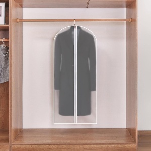 Set 5 Husa de Depozitare cu Fermoar, pentru Haine, de Protectie, pentru Voiaj, Netesut, Rezistent la Praf, 60x140 cm, Transparent-Alb - Img 2
