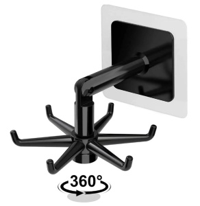 Umeras rotativ de bucatarie cu 6 carlige, material ABS, lungime 11 cm, culoare Negru - Img 2