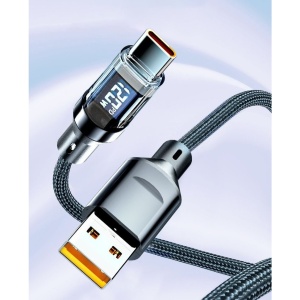 Cablu de Date Type C + USB, Încarcare Super Rapida, 120 W, Afișaj Digital LED, 1 m, Negru - Img 3
