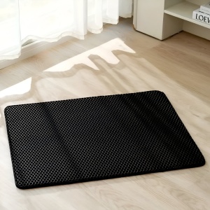 Covoras pentru Litiera, Covor cu Doua Fete pentru Pisici, Rezistent la Apa, Colectare Granule de Nisip, Antiderapant, 40x50 cm, Negru - Img 5