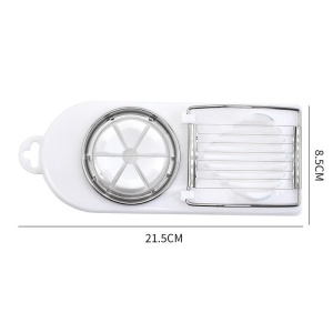 Feliator multifunctional pentru oua, mozzarela, fructe, 2 forme de feliere, agatatoare, 20 cm, Alb/Mov - Img 5