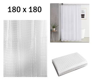 Perdea de dus semitransparenta din PEVA, dimensiune 180 x 180 cm - Img 3