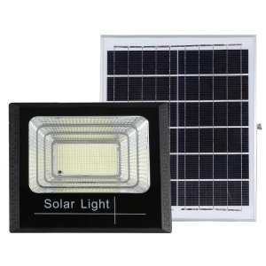 Proiector LED SMD 30W cu incarcare solara panou solar, cu telecomanda, suport prindere, material ABS, 1.2AH, 100 LED-uri, 93Lm, 11.8x21 cm, negru