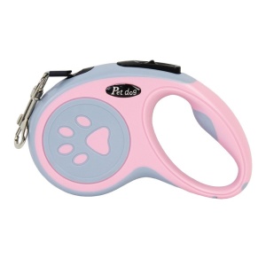 Lesa Automata Retractabila, pentru Caini, 3m, 20 kg, ABS/Nylon, Roz/Gri, 8x12x4 cm