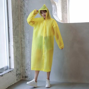 Pelerina de Ploaie, pentru Adulti 150-180 cm, din EVA, Impermeabila, Rezistenta la Vant, Inchidere cu Capse, 140 g, Galben - Img 2