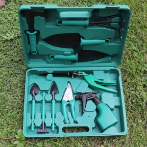 Set 10 accesorii pentru gradinarit , geanta depozitare inclusa, otel inoxidabil, 37 x 28 cm, verde - Img 4