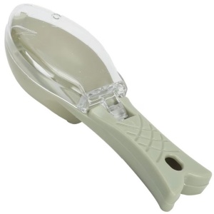 Curatator Manual Solzi de Peste, Forma Peste , Recipient cu Capcac pentru Solzi, Plastic, Albastru deschis, 16x6 cm