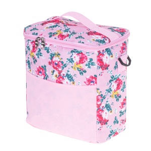 Geanta termoizolanta pentru picnic sau plaja, capacitate 11l, culoare Roz cu flori - Img 2