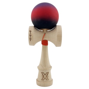Kendama X Originala, Profesionala, Big Cups V2, Rubber Grip cu Cupe Mari, Rulment Metalic cu Ata 55 cm, Mov/Rosu/Negru